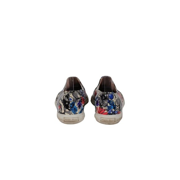 Miu Miu Floral Printed Slip On Sneakers US 6 EU 36 Blue Pink Patent Leather - Picture 7 of 11